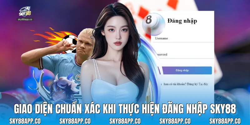 Giao diện chuẩn xác khi thực hiện đăng nhập sky88